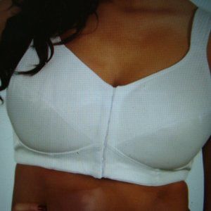 NWT Dynashape Intima 6696 Satin Front Close Wire Free Bra White sz 36B